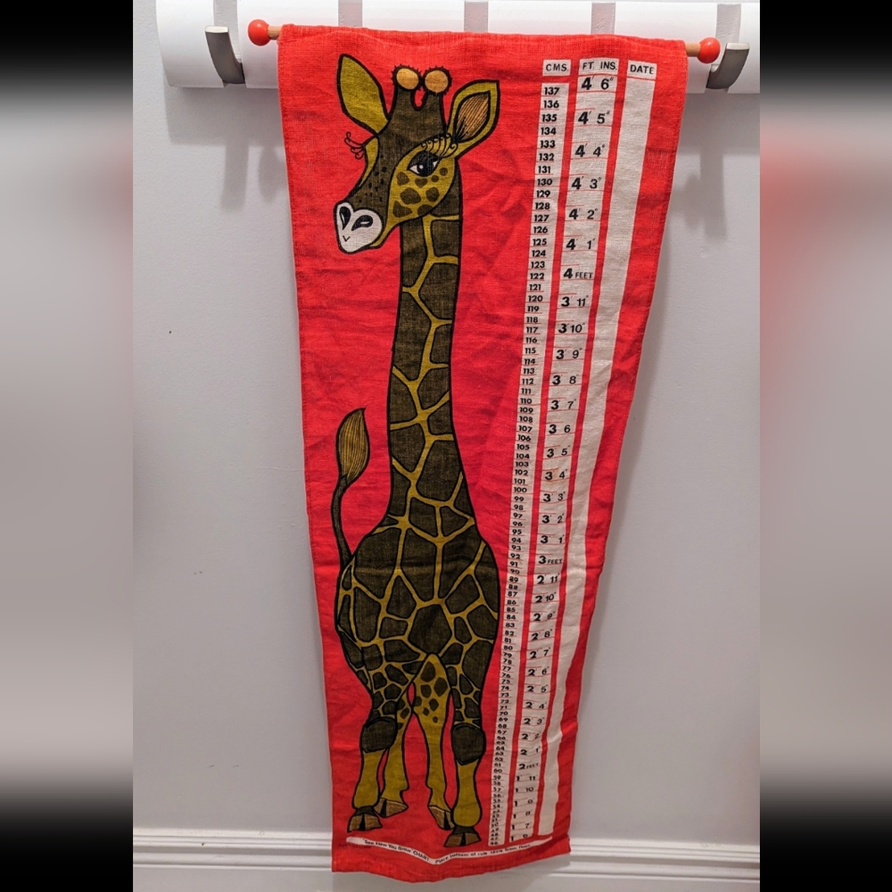 Vintage Ulster Pure Irish Linen "See How You Grow" Giraffe Growth Chart